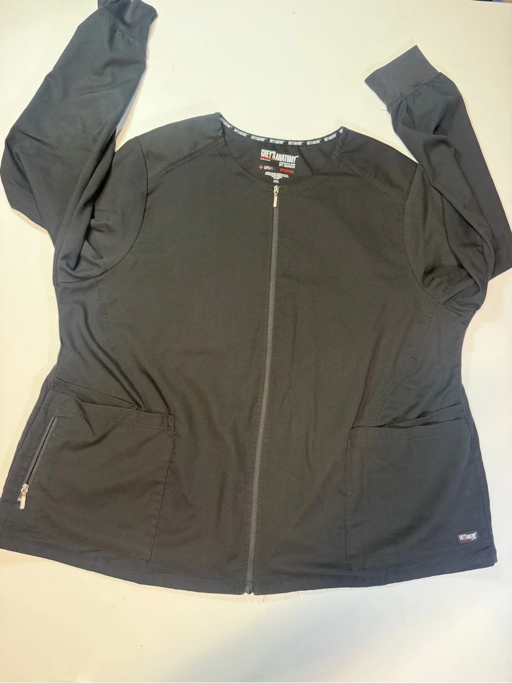 Grey's Anatomy Black Lightweight Zip-Front Shirt Jacket Nurse